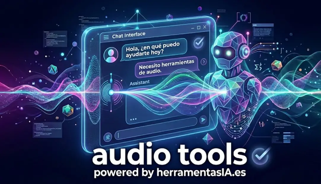 Interfaz de chat y robot digital representando asistentes inteligentes