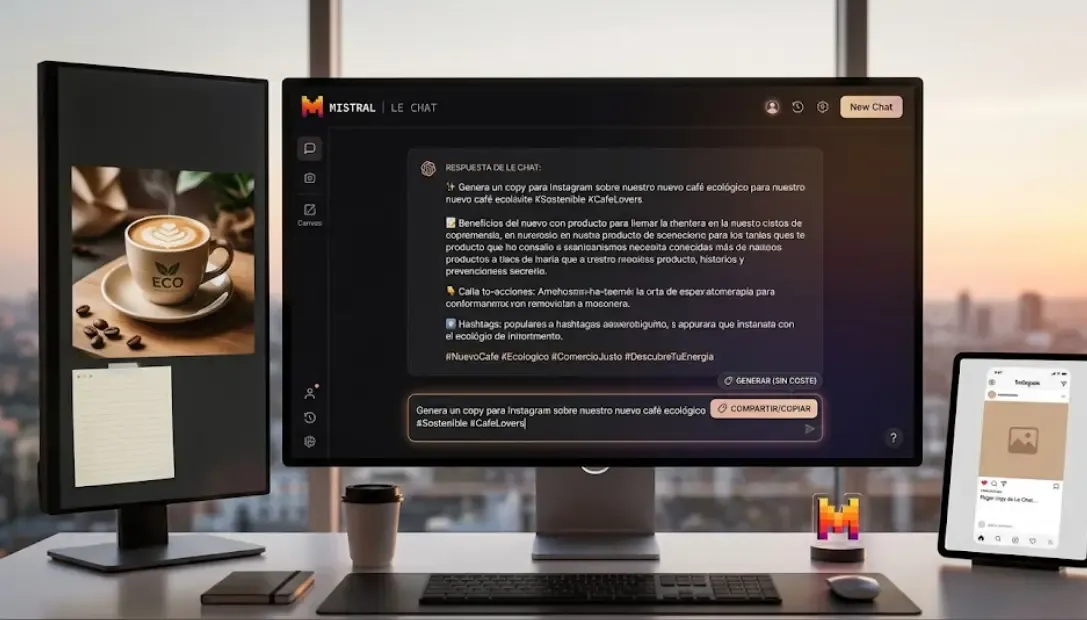 Mistral Le Chat generando copy para Instagram sin coste