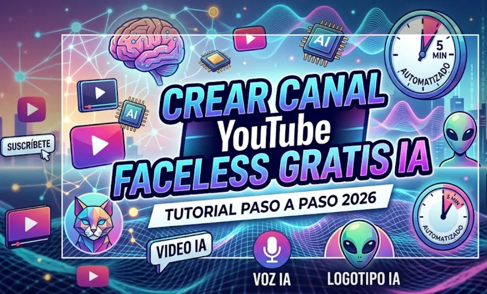 Canal de YouTube Faceless Gratis en 2026: Tutorial Paso a Paso con IA