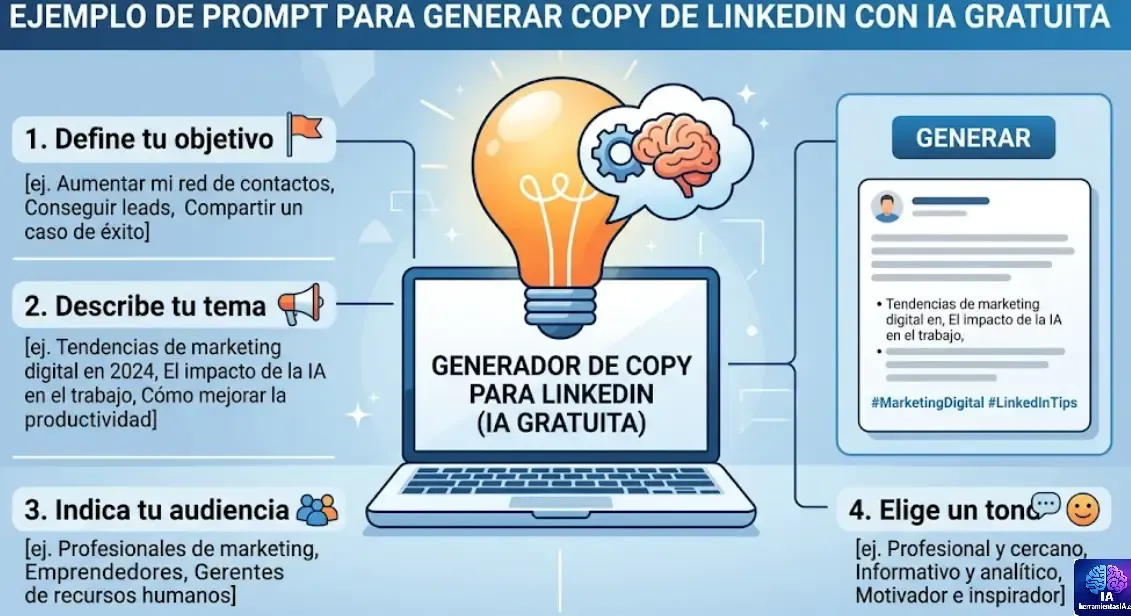 Ejemplo de prompt para generar copy de LinkedIn con IA gratuita