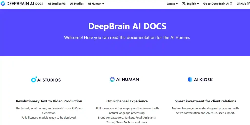 Interfaz de DeepBrain AI, generador de videos con inteligencia artificial y avatares realistas.