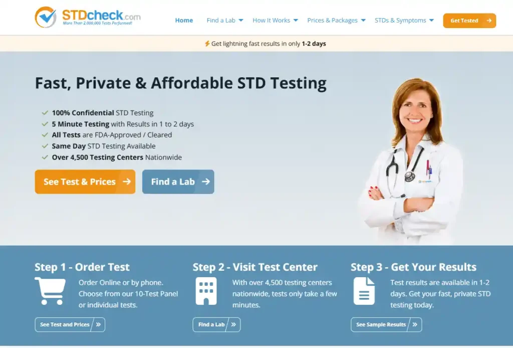 Discreet and fast STD testing in the USA with FDA-approved results in 24-48 hours. 100% private and confidential service.